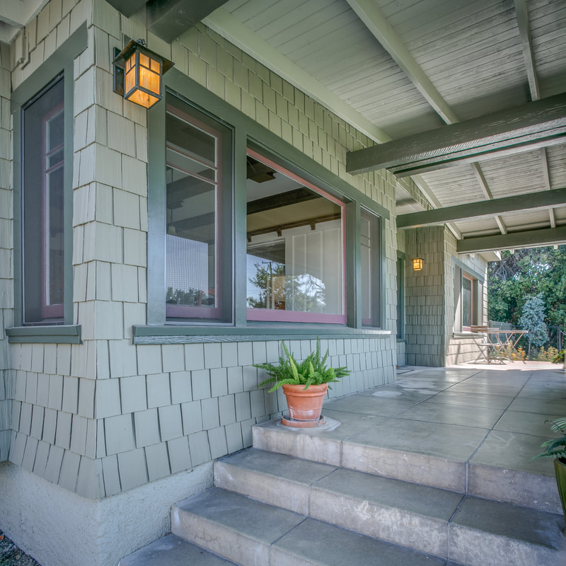 early 1900s Pasadena craftsman exterior in classic, yet modern, color palette