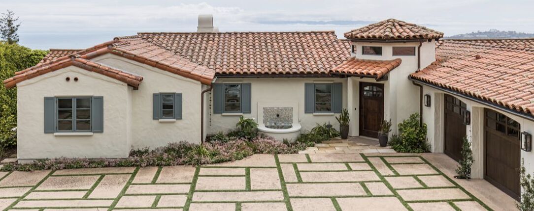 home exterior in classic Santa Barbara color palette in Riviera hilltop neighborhood