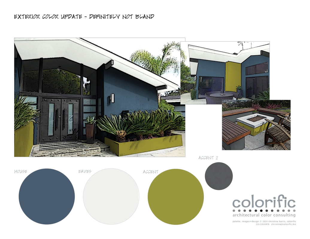 custom colorific exterior rendering for modern LA home - definitely not bland