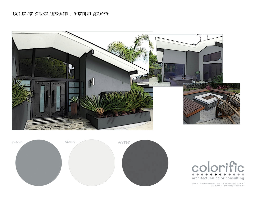 custom colorific exterior rendering for modern LA home - serene grays